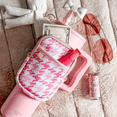 thumbnail image 5 of Biddlebee Water Bottle & Tumbler Bag Pouch Drinkware Accessory, Pink Check, 5 of 10