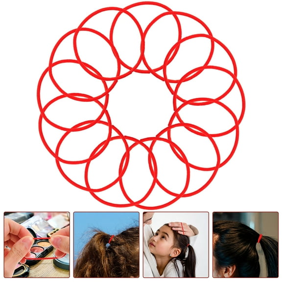 FRCOLOR 100Pcs Red Tiny Rubber Bands for Hair Ideal for Decorative and Everyday Use