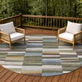 thumbnail image 6 of Addison Rugs Chantille Indoor/Outdoor Transitional Stripes Olive Machine Washable Round Rug, 8' x 8', 6 of 7