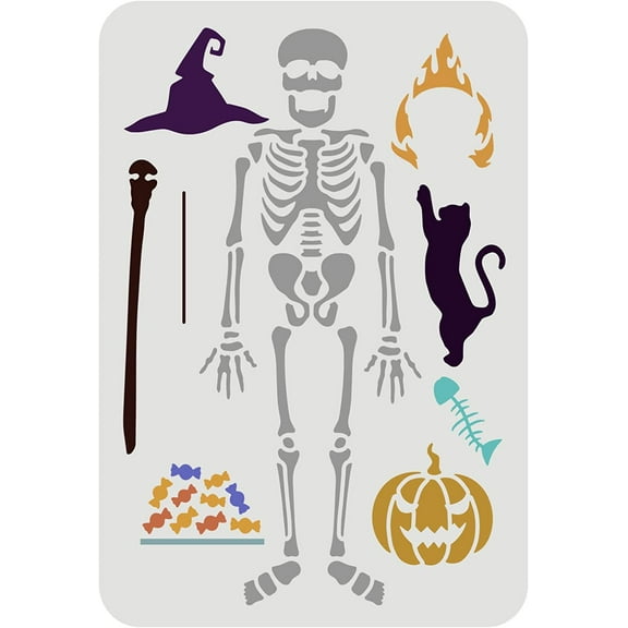 Human Ribcage Skeleton Bones Spooky Stencil11.7x8.3 inch Large A4 Size Template with Free Matching Halloween Theme Design Halloween Skeleton Stencil for Wood Floor Wall Home Decor
