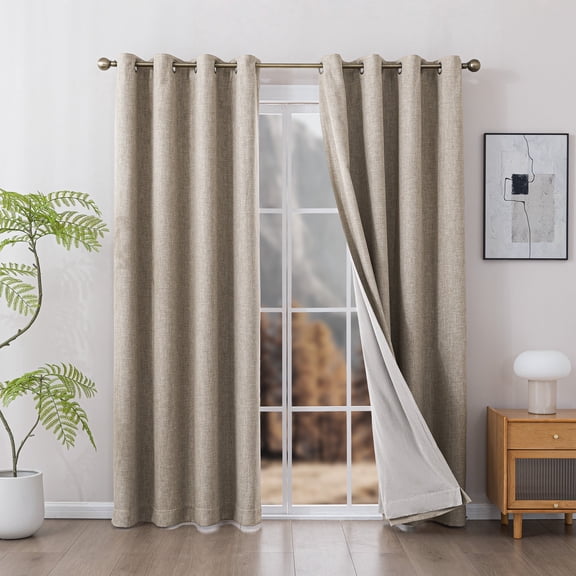 Sleep Zone 100% Blackout Curtains for Bedroom Full Light Blocking Curtains, Two-Sided Reversible Window Curtain for Living Room 2 Panels, 52" x 84" Taupe