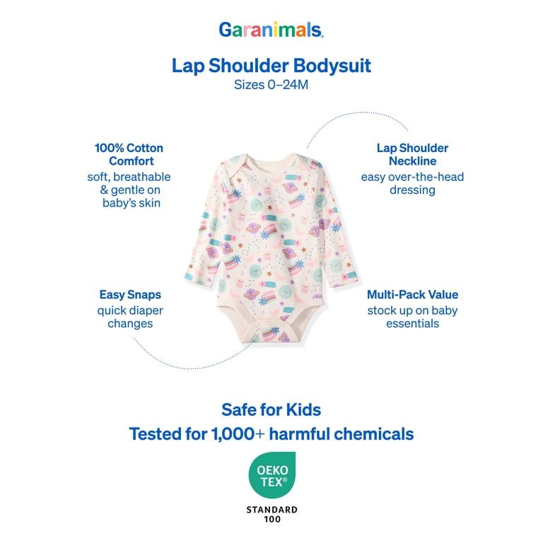 Garanimals 100% Cotton Long Sleeve Bodysuits, 4-Pack, 0-24M photo 7