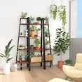 thumbnail image 6 of 4-Tier Ladder Shelf, Corner Bookshelf for Living Room, Balcony, Home Office, Bookcase Storage & Display Shelf, Rustic Brown, 6 of 9