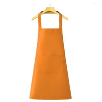 TELOLY Solid Color Oil-resistant Restaurant Home Kitchen Cooking Protective Apron Orange One Size kitchen aprons