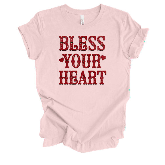 Trenz Shirt Company Southern Bless Your Heart Womens Short-Sleeve T-Shirt-Light Pink-4xl