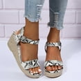 thumbnail image 5 of Cathalem Fashion Spring And Summer Women Sandals Wedge Heel Animal Pattern Buckle Espadrille Beige 37, 5 of 5