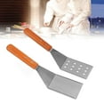 thumbnail image 2 of Espátula Turner Grill Espátula plana de acero inoxidable Agarre cómodo Mango de madera Resistente al calor Fácil de limpiar Accesorios de cocina duraderos para parrilla de barbacoa Espátula biselada, 2 of 8