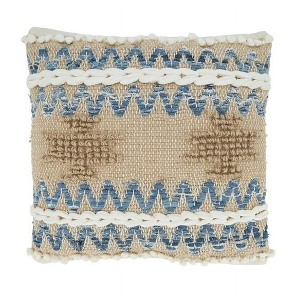 Saro Lifestyle Multi Texture Chindi Down Filled Throw Pillow