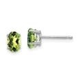 thumbnail image 3 of 14K White Gold 6x4mm Oval Peridot Stud Earrings, 3 of 5