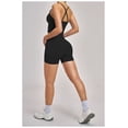 thumbnail image 7 of PISONIC Workout Sets for Women 3 Piece Long Sleeve Zip Up Jacket, V-neck Cami Tank Top, High Waisted Yoga Shorts Gym Athletic Sets, 7 of 7
