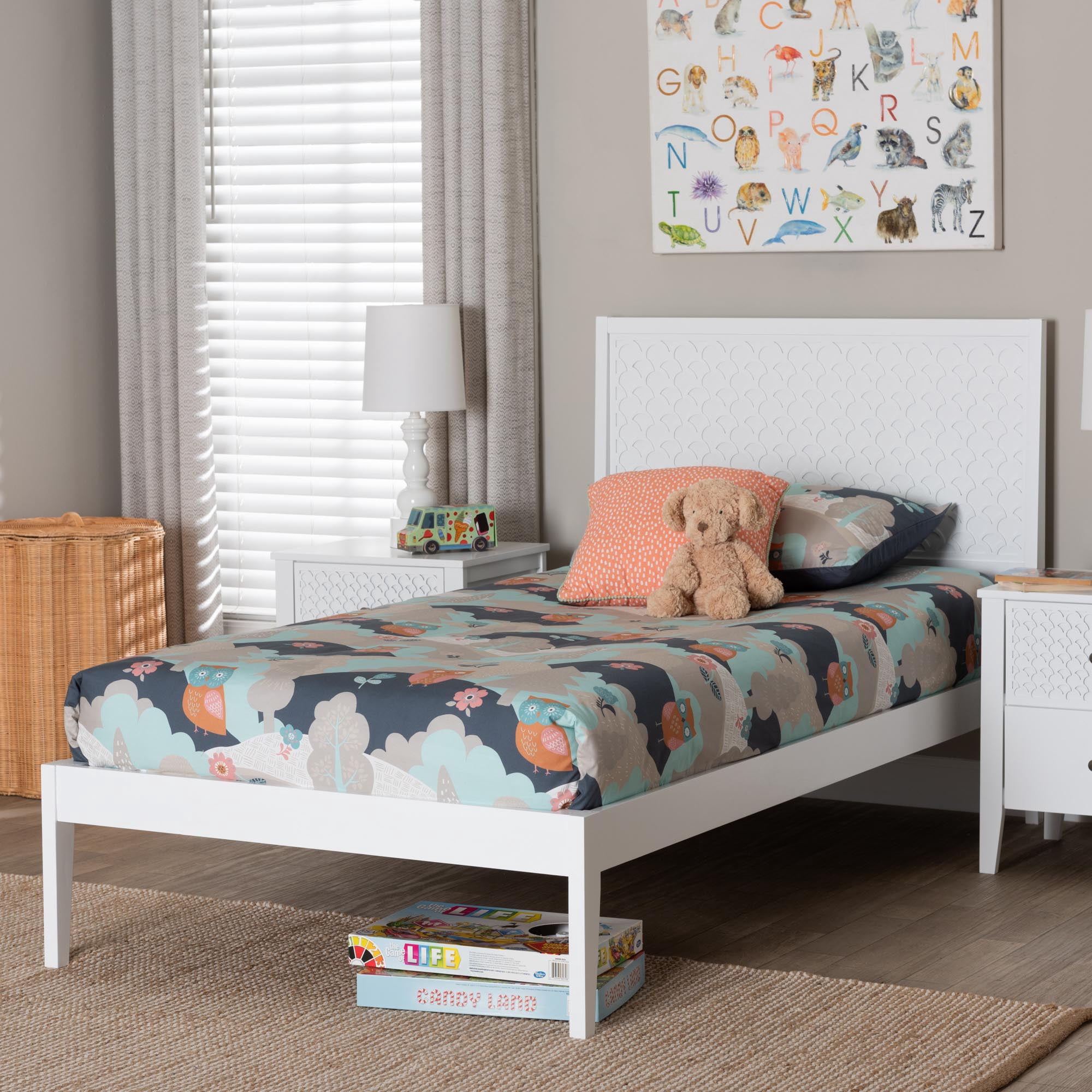 Baxton Studio Lara Modern Platform Bed, Twin, White