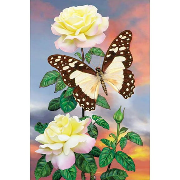 Premier Illuminated Garden Flag - White Lady Swallowtail