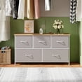 thumbnail image 5 of Eunos Wide Drawer Dresser with 5 Fabric Chest of Storage Cabinet Drawers for Living Room, Bedroom, Hallway, Ash Grey, 5 of 7