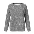 thumbnail image 4 of Elvqul Crew Neck Womens Tops Gray Sequin Print Tshirts Long Sleeve Blouses Comfortable Ladies Pullover Casual Tops, 4 of 5
