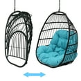 Abble Outdoor Wicker Hanging Basket Swing Chair with Cushion and Stand Black & Aqua