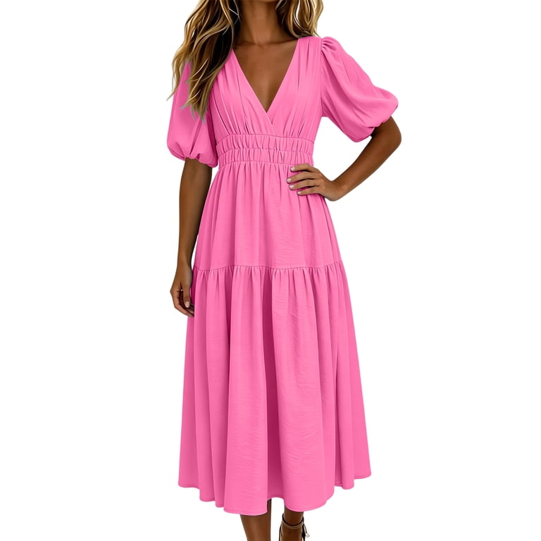 bright pink sun dress pink summer maxi dress Bright Pink Maxi Ball Gown
