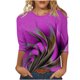 thumbnail image 2 of Blusa informal de manga 3/4 con cuello redondo y estampado de bloques de color para mujer de Honeeladyy, ideal para Año Nuevo y Acción de Gracias (morado, 2XL), 2 of 4