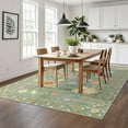 thumbnail image 3 of Senfot 8x10 Area Rugs,Kitchen Floral Runner Rugs Runners for Bedroom Hallway, Soft Ultra-Thin Indoor Low Pile Flower Carpet with Non Slip Backing Green, 3 of 7