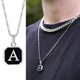 thumbnail image 1 of Vnox-Collar con colgante geométrico con letras iniciales de A-Z para hombre, cadena de cuerda cubana con caja, Collar cuadrado Simple de acero inoxidable, 1 of 4