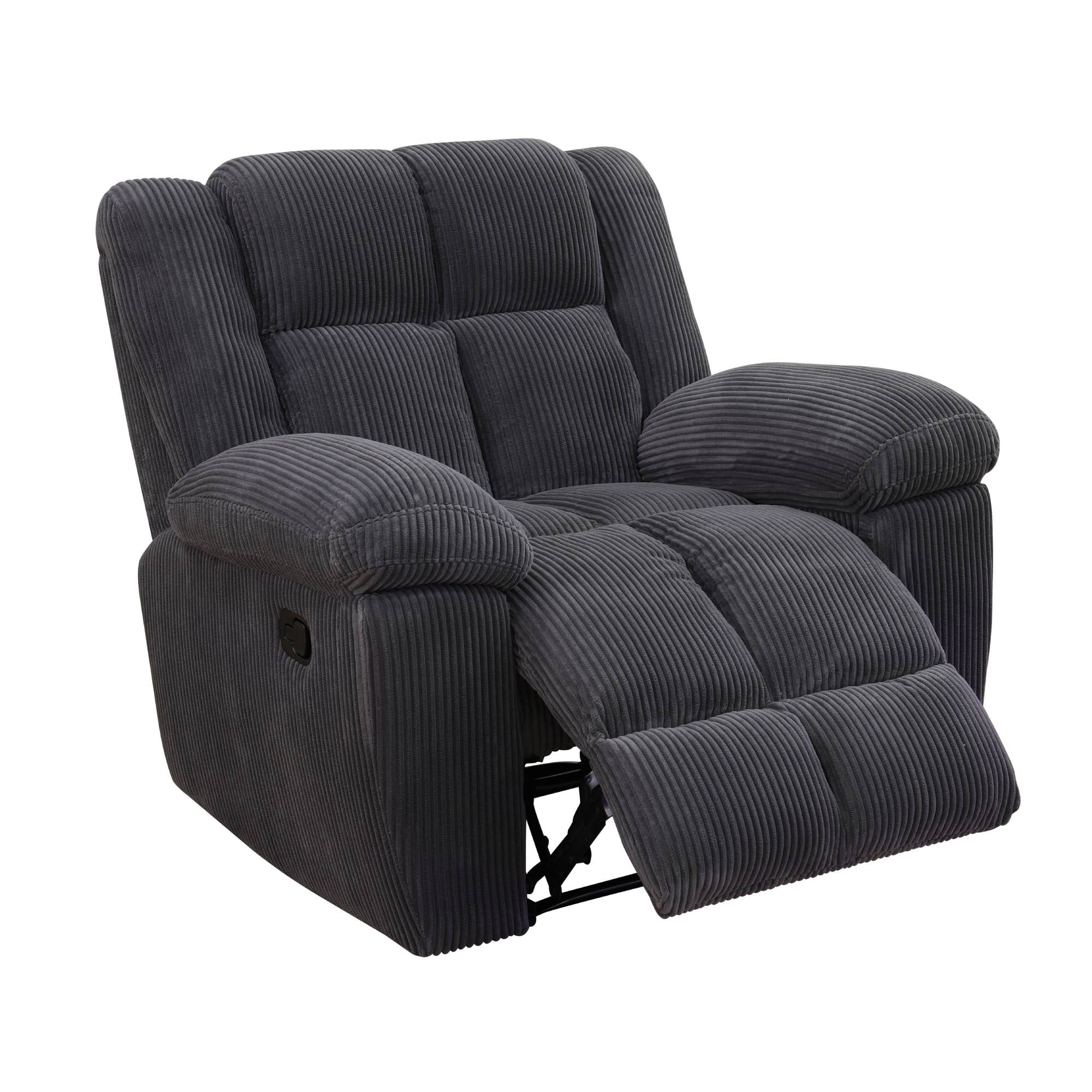 Manual Recliner Chair, Overstuffed Recliner with Soft Cushion, Comfy Padded Reclining Single Sofa for Living Room, Dark Grey