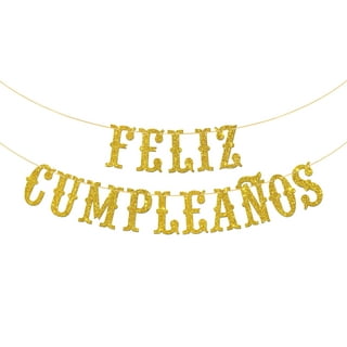 Gold Glitter Feliz Cumpleaños Cake Topper - Spanish Happy Birthday Sign,  Happy Birthday Cake Toppers, Birthday Party Decoration Supplies