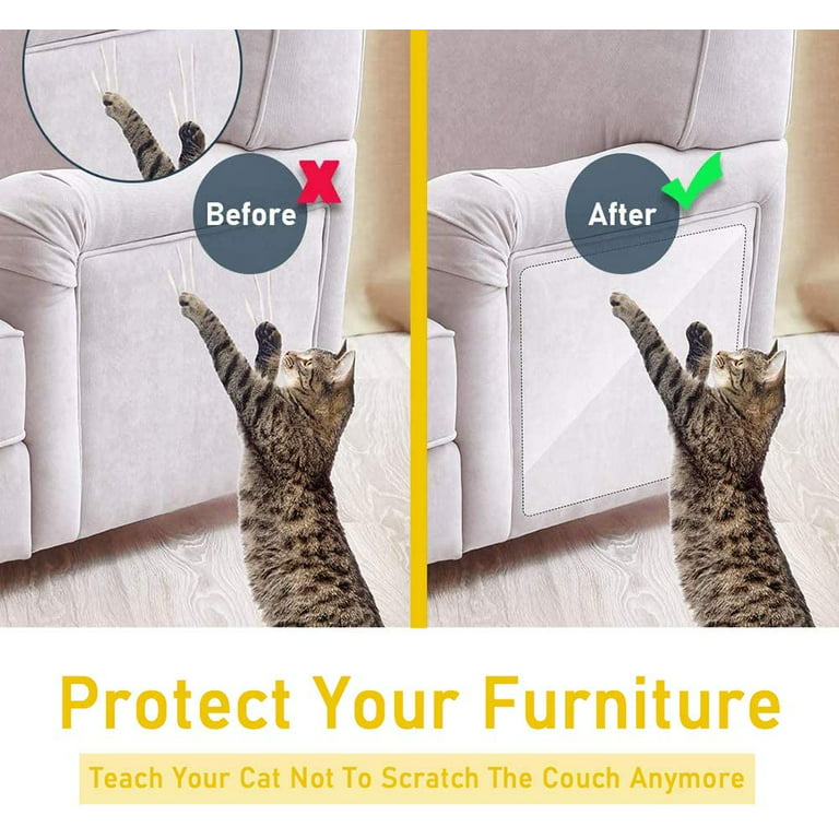 Anti Cat Scratch Furniture Protector-12 Pack Single Side Couch Protector  for Cats, Self-Adhesive Cat Tape for Furniture, Clear Cat Scratch Deterrent