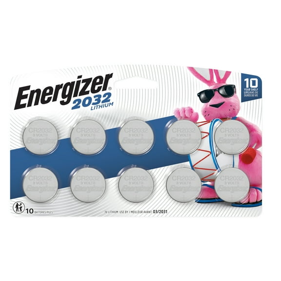 Energizer 2032 Batteries (10 Pack), 3V Lithium Coin Batteries
