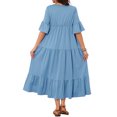 thumbnail image 3 of INSPIRE CHIC Women's Maternity Maxi Dress Short Sleeves V Neck Ruffled Sleeve for Photoshoot 2XL Blue, 3 of 6