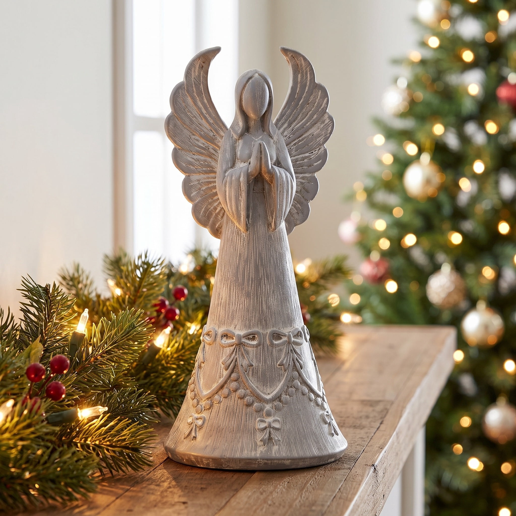 Praying Angel Christmas Decoration, Gray, 13", by Holiday Time