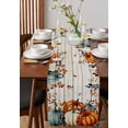 thumbnail image 2 of Table Runners 90 Inches Long Dress Scarves, Vintage Orange Blue Fall Farmhouse Coffee/Dining/Kitchen Table Runner for Living Room, Thanksgiving Maple Leaf Pumpkins Vintage 13x90 Inch, 2 of 7