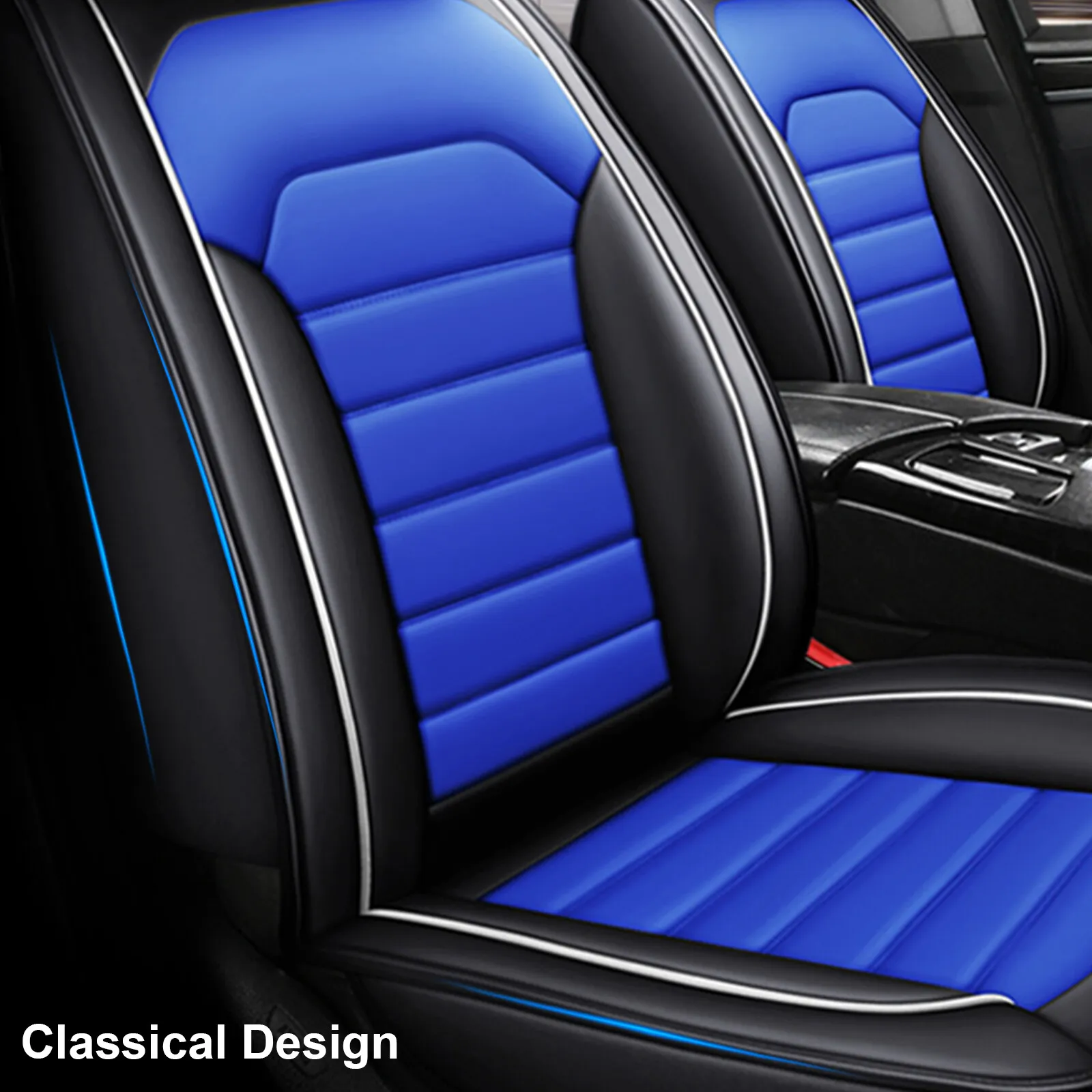 WILLJOY Fit for 2010-2025 Nissan Rogue Car Seat Cover, 5-Seat Breathable Faux Leather Automotive Front Rear Cushion Protector Black Blue