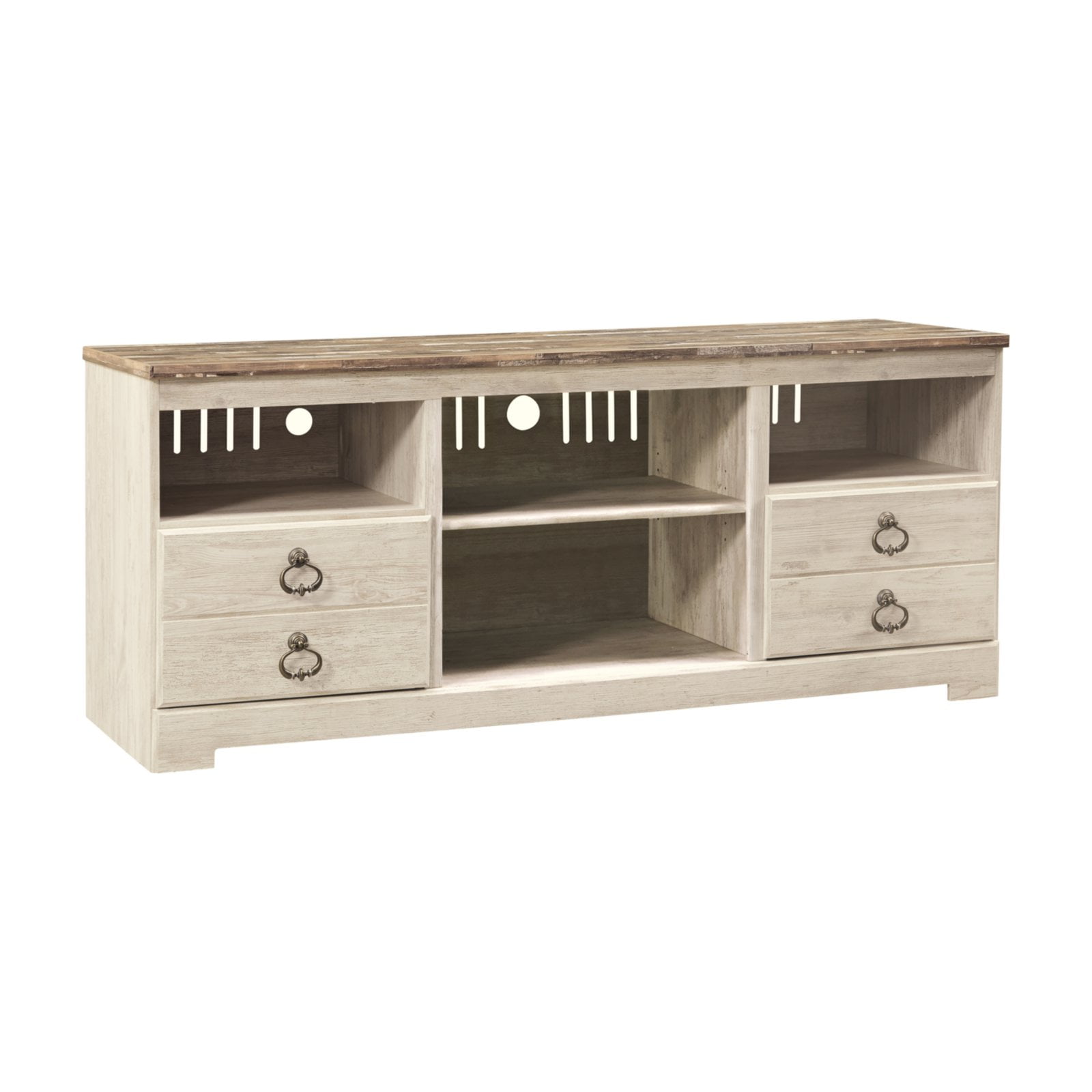 Signature Design By Ashley Willowton Tv, Willowton Whitewash Large Tv Stand W Fireplace Insert