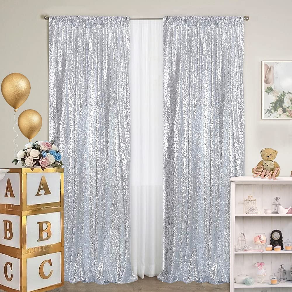 GFCC Glitter Silver Backdrop Curtain Gold Sequin Backdrop Curtain 8x10FT Photo Booth Backdrop for Party Wedding Decor Photography Background
