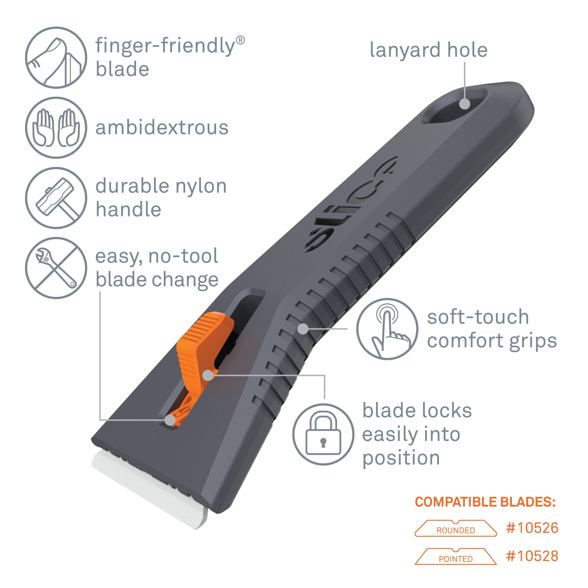 Slice 10591 Manual Utility Scraper | Locking Ceramic Blade, Soft-Touch Comfort Grips | Finger Friendly Ceramic Safety Knife Blade