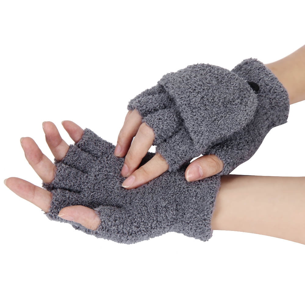 4 Pairs Long Half Fingerless Gloves Knitted Arm Warmers Winter Long Half Stretchy Finger Mittens for Kids Boys and Girls 