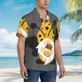 thumbnail image 3 of Yiaed Bee Gnome With Sunflower Print Hawaiian Shirt for Men Short Sleeve Button Down Shirts Beach Shirts for Men,3X-Large, 3 of 7