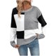 thumbnail image 2 of Heisall Womens Sweaters Color Block Long Sleeve Round Neck Pullover Spring Autumn 2025 New Arrival Fashion Casual Tops, 2 of 9