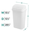 thumbnail image 2 of Sterilite Kitchen Trash Can, 13 Gallon Plastic Garbage Bin with Swing Top Lid, White, 2 of 9