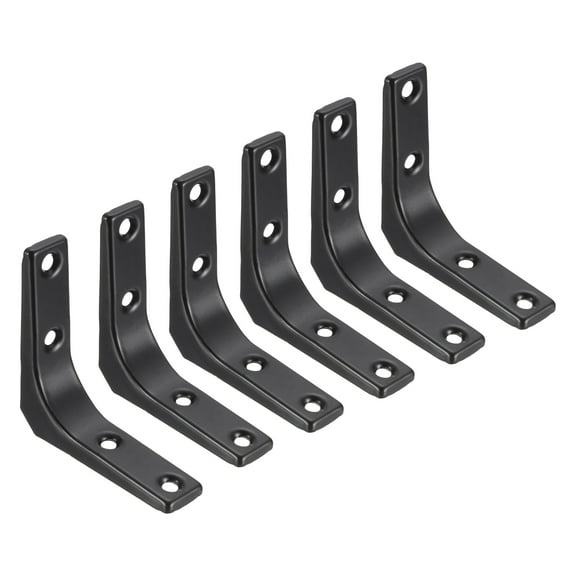 Uxcell 6Pcs Floating Shelf Brackets, 3 x 3 Inch Heavy Duty Wall Shelf Supports, Steel Joint Angle Brackets for Wood Shelves, Cabinets, Countertop Support, Black