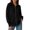 Black, variant on Women's Ribbed Full Zip Sweat Jacket, Long Sleeve Collared Coat with Pouch Pocket, Sizes S-2XL
