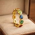 thumbnail image 3 of Oval Cut Multi Sapphire Full Eternity Ring, September Birthstone Ring, Matching Band Ring, Stackable Ring, Minimalist Engagement Ring, Unique Anniversaru Gift For Her, 3 of 5