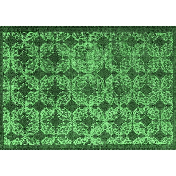 Ahgly Company Indoor Rectangle Oriental Emerald Green Industrial Area Rugs, 2' x 3'