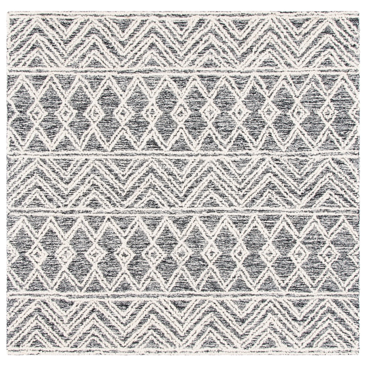 SAFAVIEH Micro-Loop Brayden Geometric Area Rug, Ivory/Black, 3' x 5'