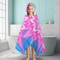 thumbnail image 6 of Pink Tie Dye Lotus Pattern Hooded Bath Towel，60"x35" for Ages 3 To 12 Kids, Quick Dry Lightweight Soft Microfiber Hood Beach Towel Cover Up for Kids, 6 of 7