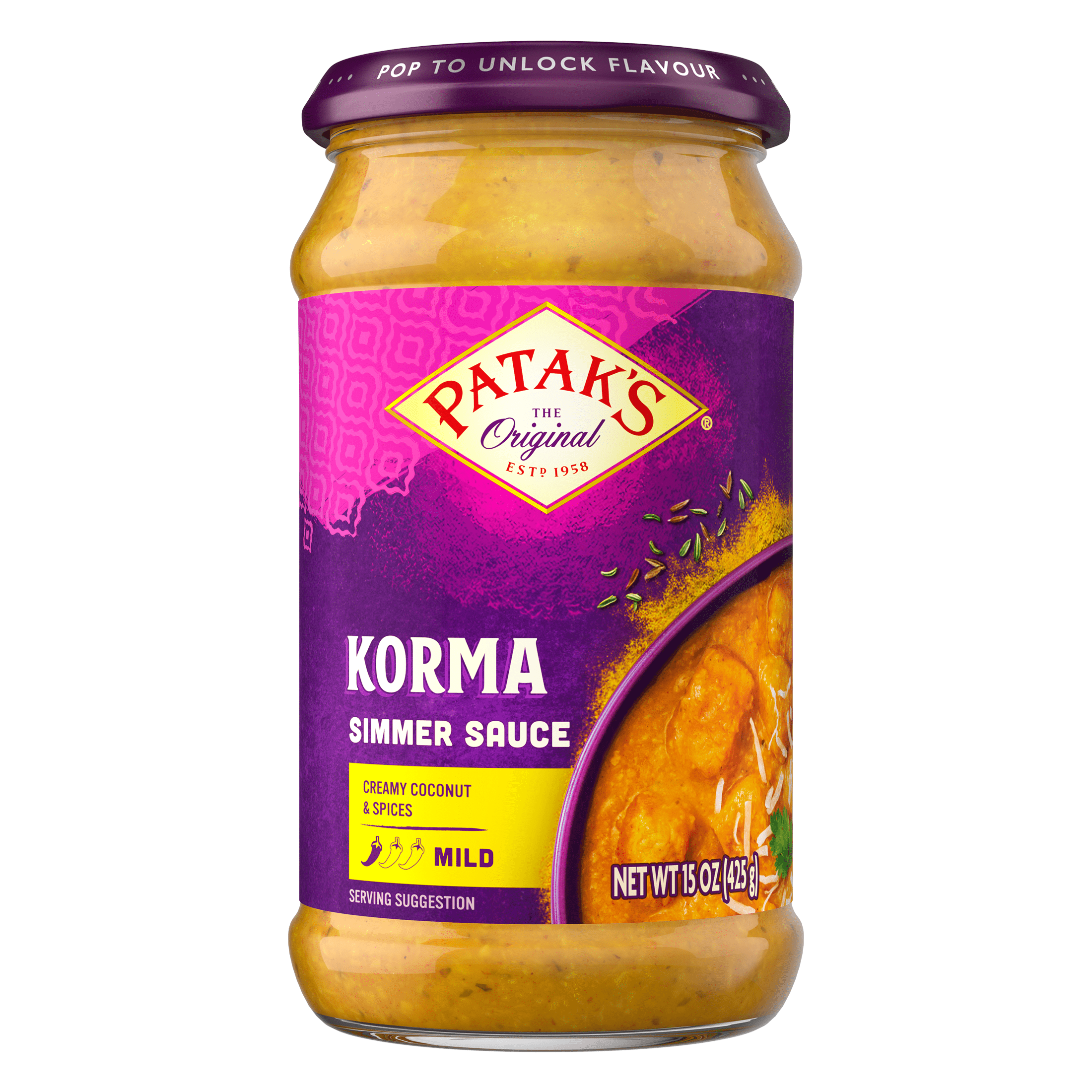 (6 pack) Patak's Korma Simmer Sauce, 15 oz