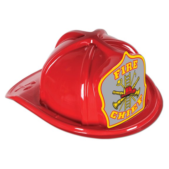 Beistle Club Pack of 48 Red Fire Chief Costume Hat with Gray Shield - Medium Size
