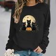 thumbnail image 2 of VKOYWKM Halloween Sweatshirt for Women Black Cat Graphic Sweatshirts Oversized Long Sleeve Crew Neck Pullover Vintage 90s Halloween Sweatshirt, 2 of 7