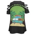 thumbnail image 5 of Funny Camping Womens Summer V Neck Zipper Top Short Sleeve T Shirt Off Shoulder Top Casual Classy Loose Shirts, 5 of 7