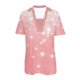 thumbnail image 4 of Tops Cortos para las Mujeres Blusas Impresas Manga Corta Turndown Collar Camiseta, Tops de Blusa para las Mujeres Casual, 4 of 4