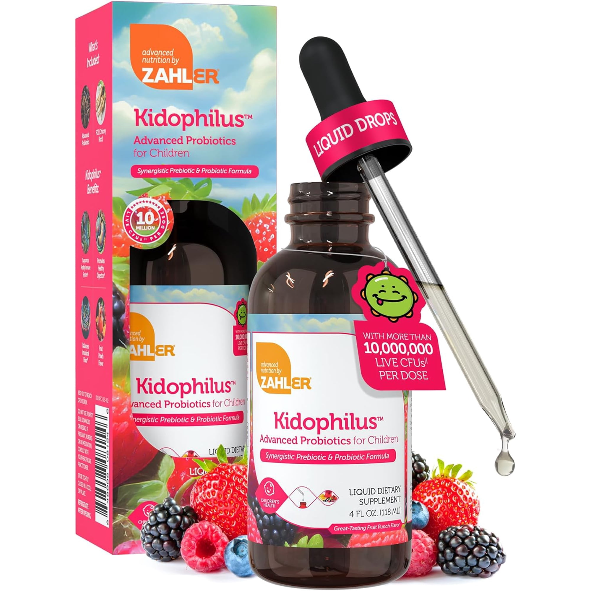 Zahler Kidophilus Liquid, Advanced Kids Probiotic Drops, Liquid Probiotics for Kids, 4OZ